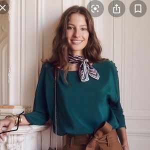 Sezane Emmy green silk blouse